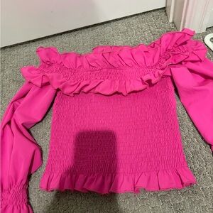 Pink Ruffled Off-Shoulder Top